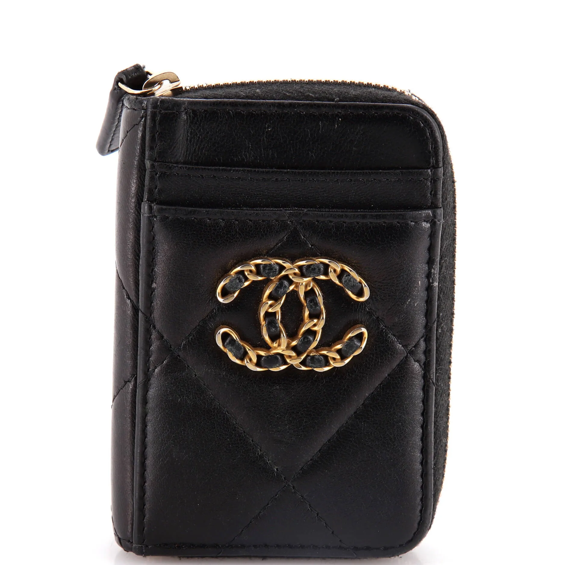 19 Card Holder Zip Coin Purse Quilted Lambskin