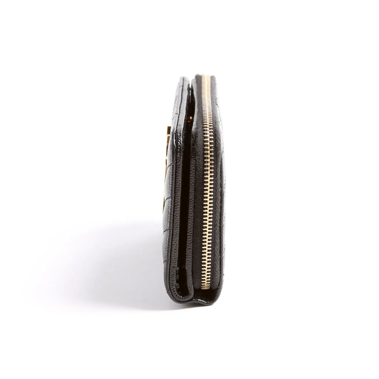 403723 Cassandre Grain De Poudre Compact Zip Around Wallet Black