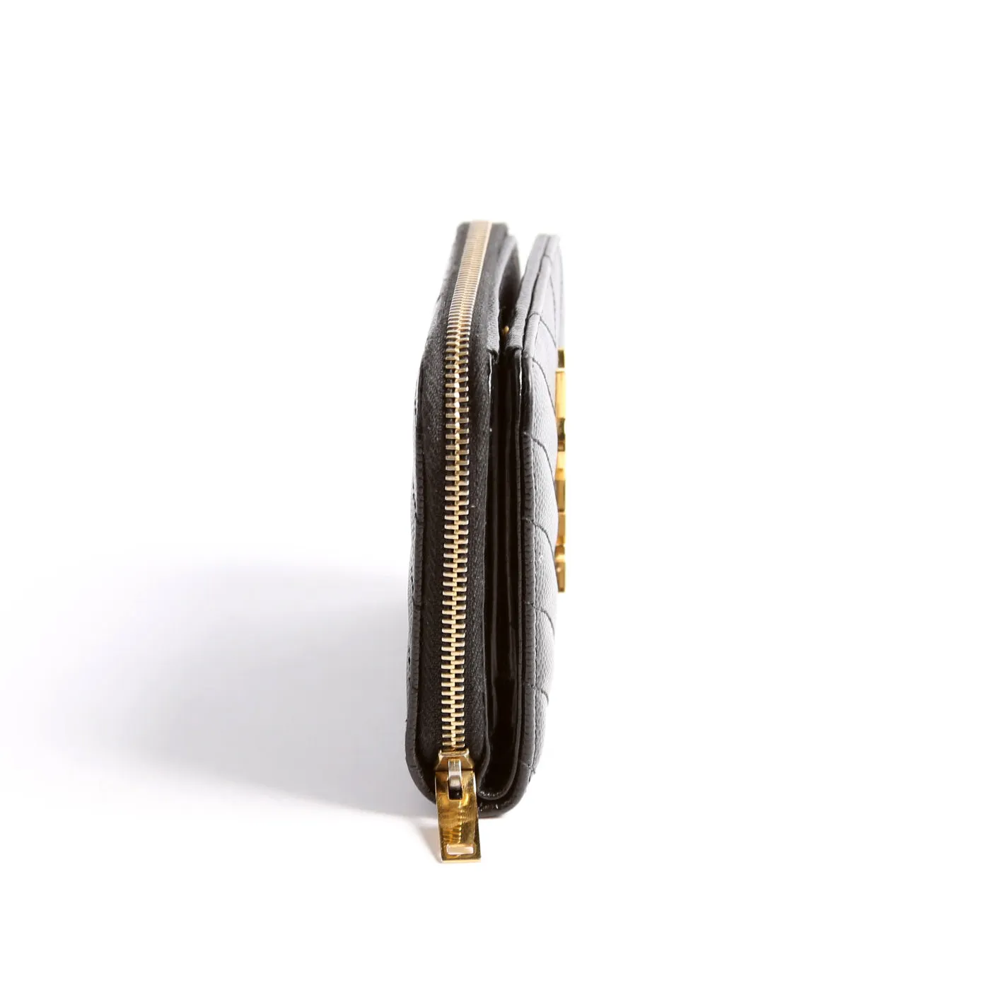 403723 Cassandre Grain De Poudre Compact Zip Around Wallet Black