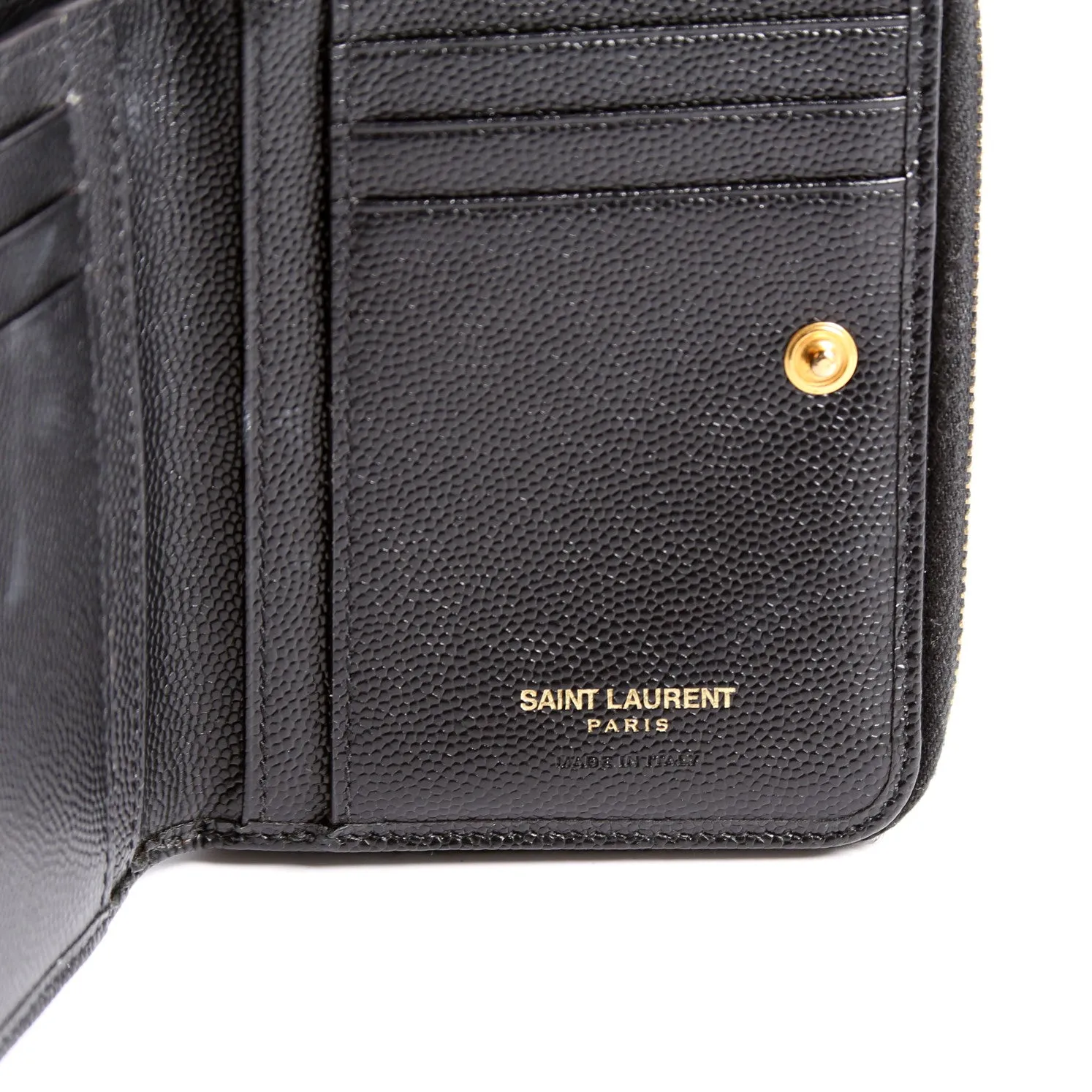 403723 Cassandre Grain De Poudre Compact Zip Around Wallet Black