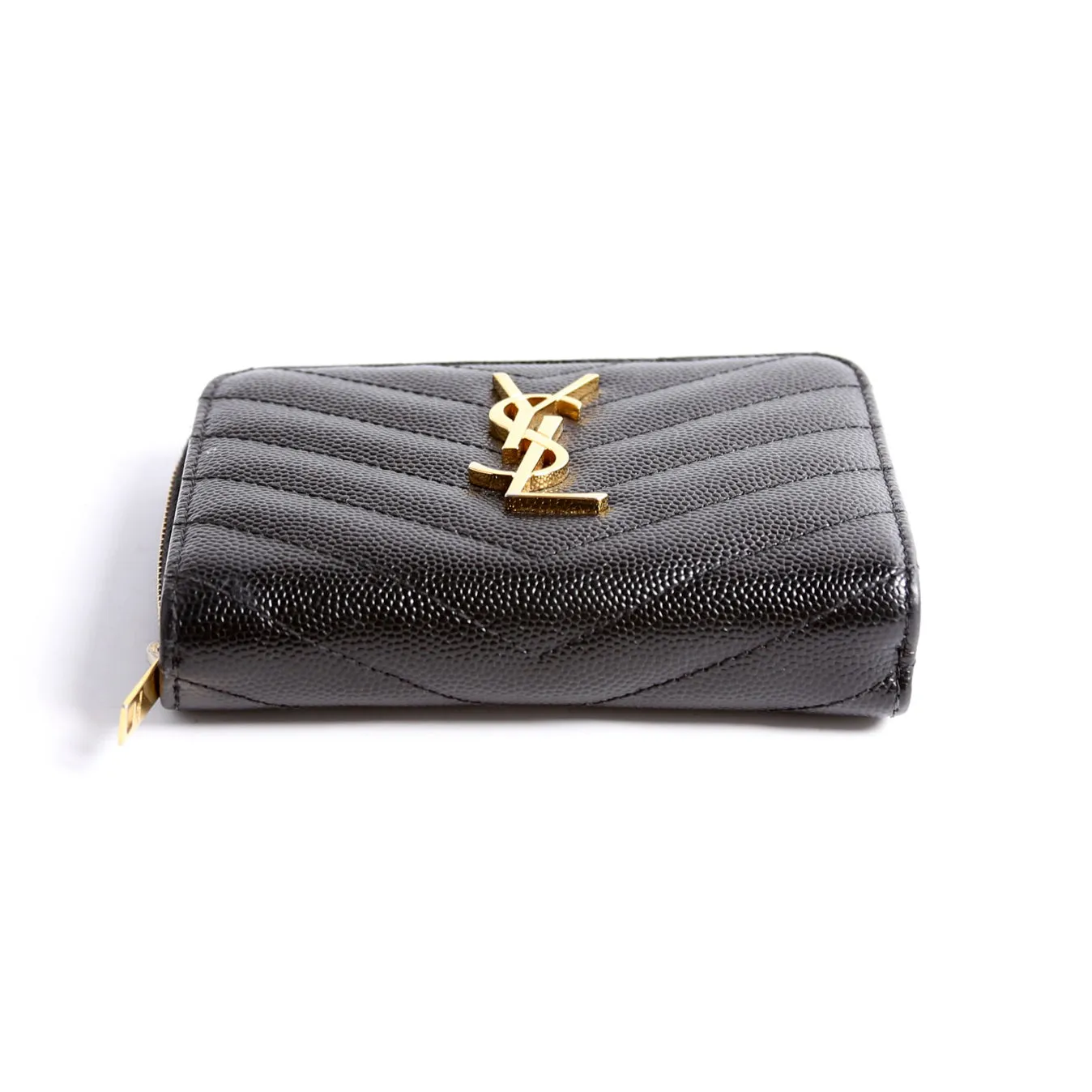 403723 Cassandre Grain De Poudre Compact Zip Around Wallet Black