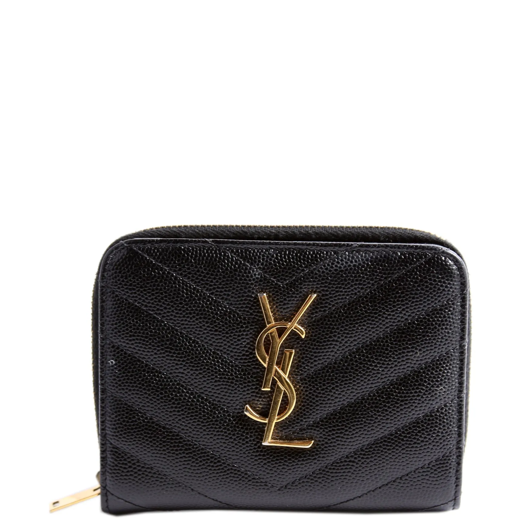 403723 Cassandre Grain De Poudre Compact Zip Around Wallet Black