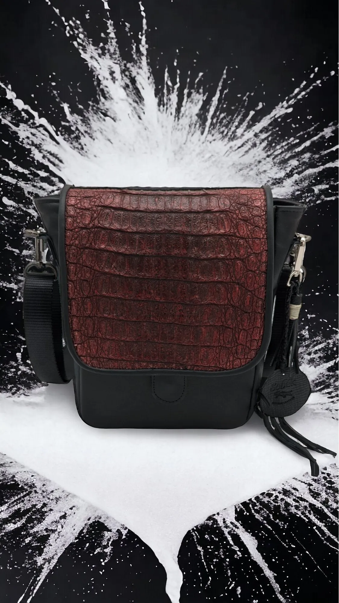 Alligator Hornback Leather Messenger Bag