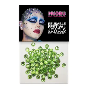Apple Green Diamantes - Clear Face & Body Gems 4mm