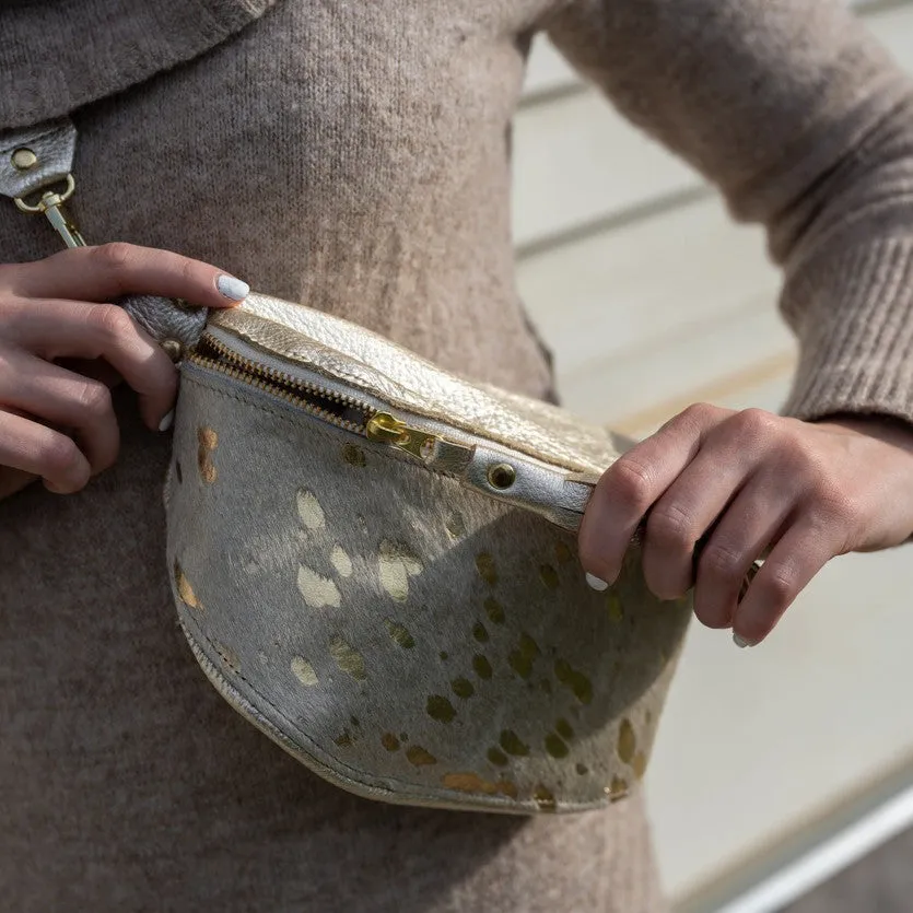 Britt Belt Bag In Platinum Leather | Gold
