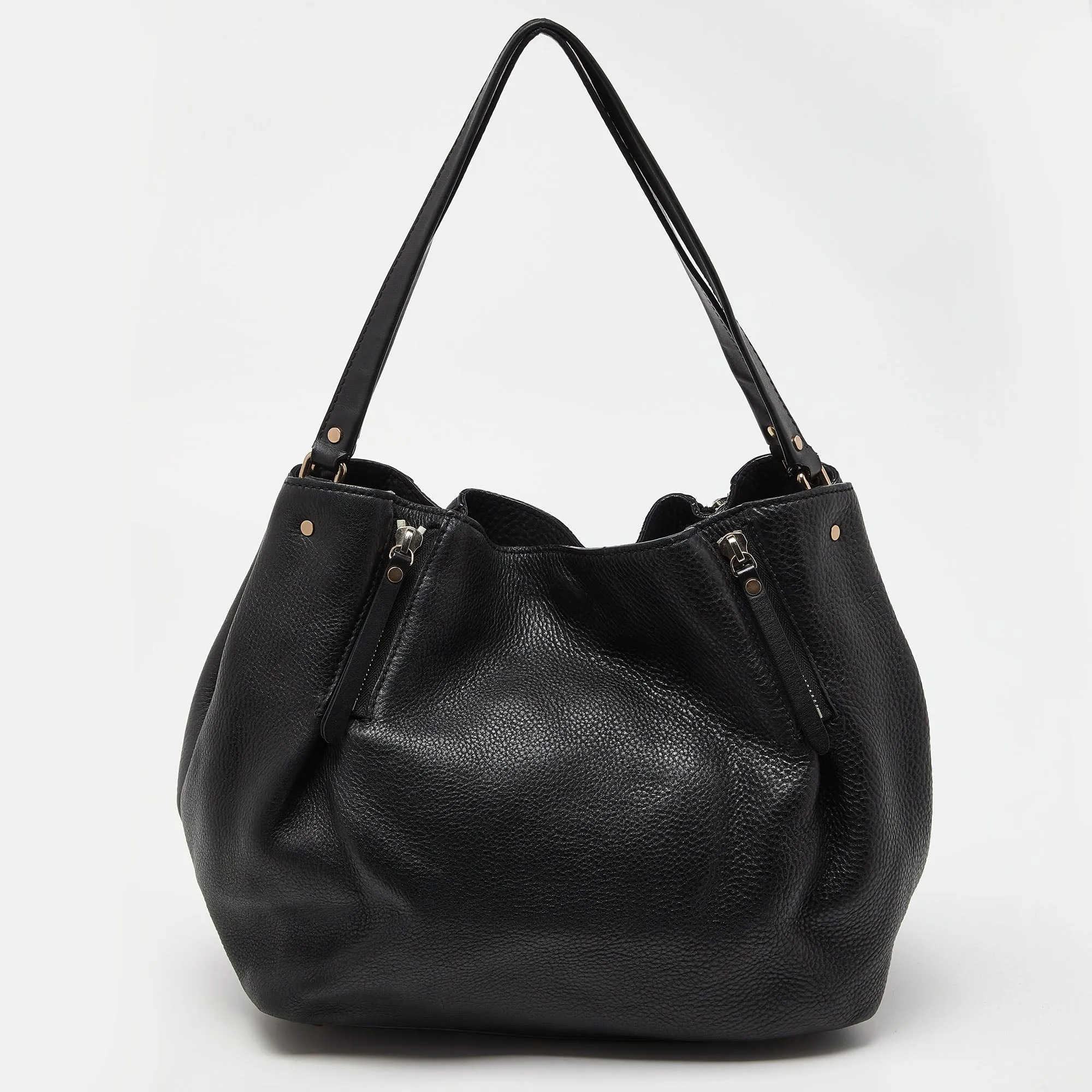 BURBERRY Black Grained Leather Medium Maidstone Tote