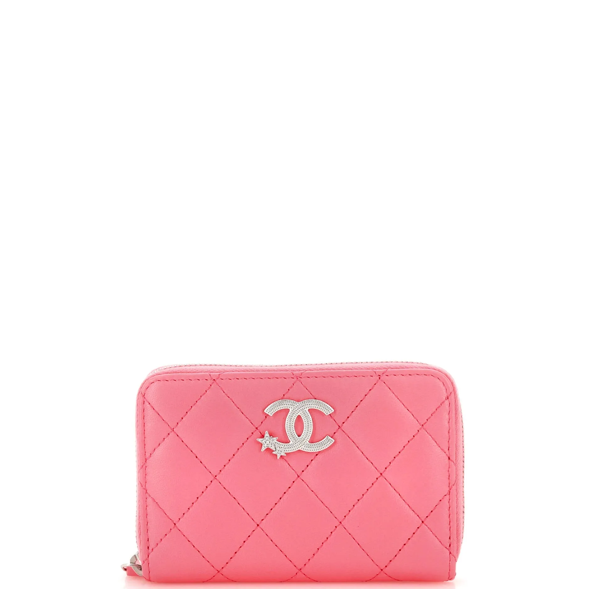 CC Stars Zip Coin Purse Quilted Lambskin Small