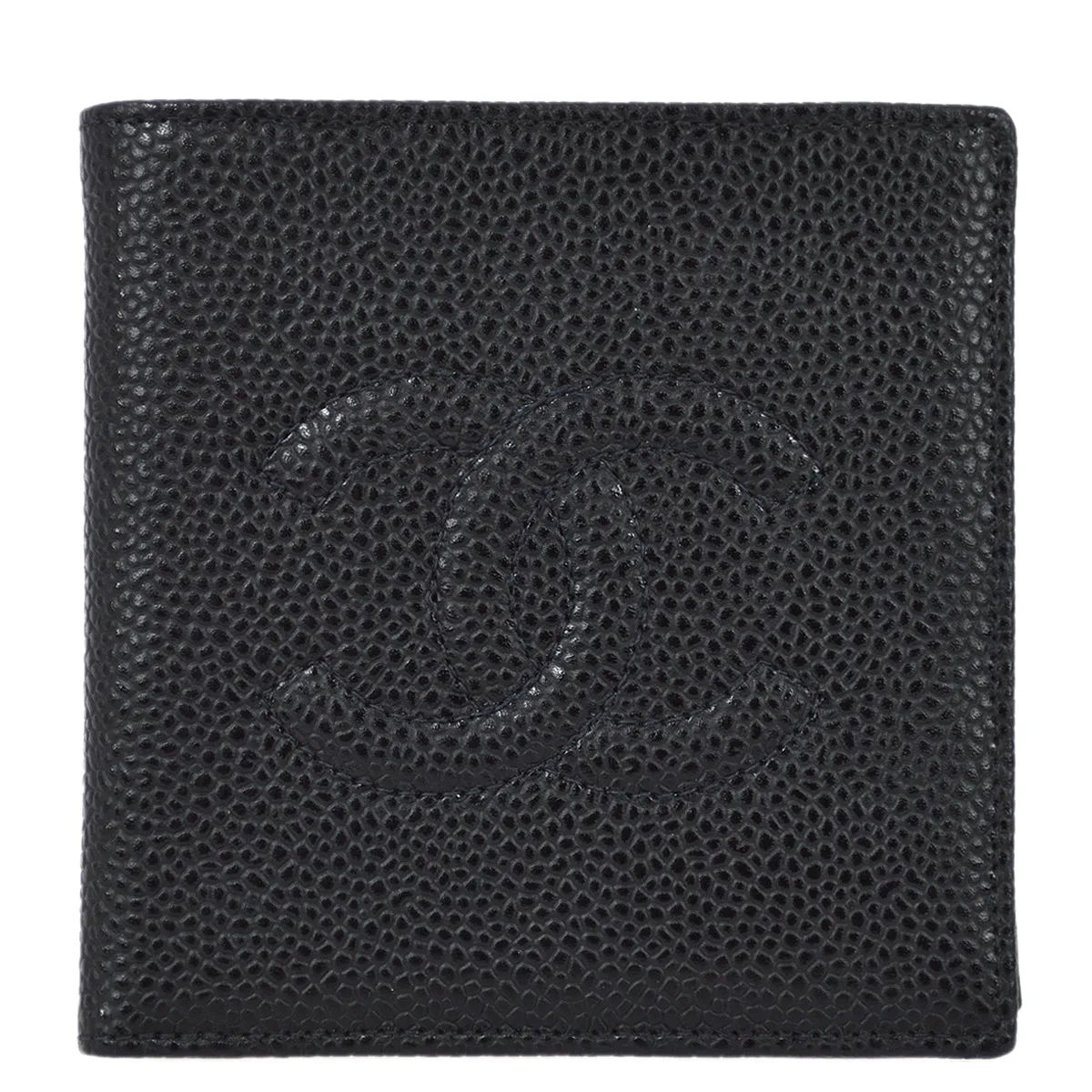 Chanel 2000-2002 Black Caviar Bifold Wallet Purse