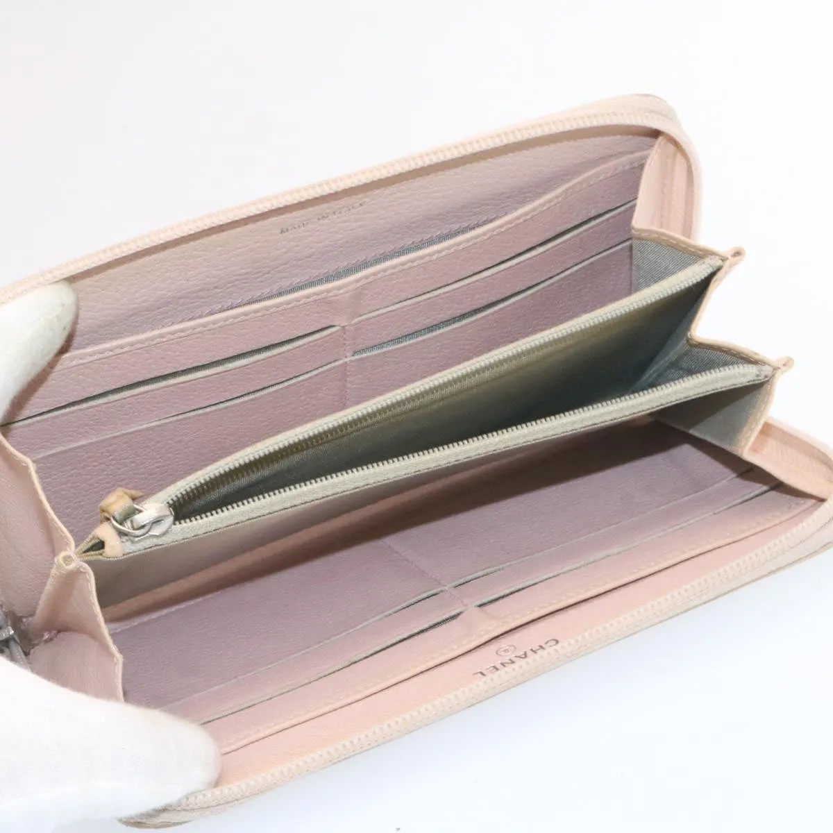 CHANEL Camelia Zip Around Wallet Leather Pink CC  am1797g