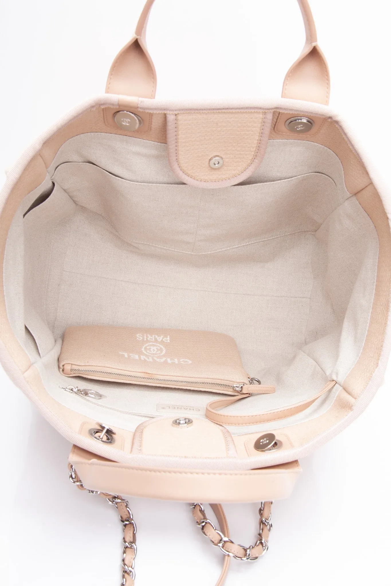 CHANEL Canvas Beige Large Deauville Tote