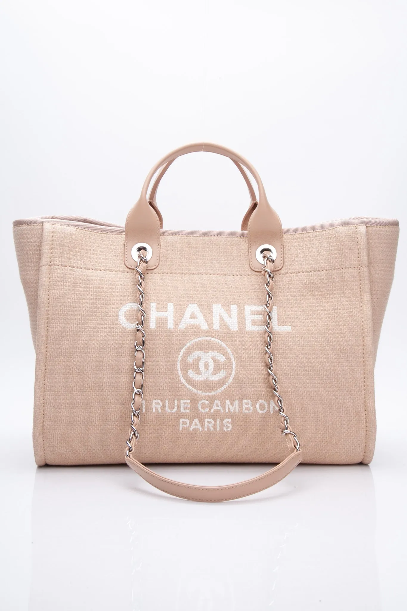 CHANEL Canvas Beige Large Deauville Tote