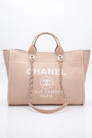 CHANEL Canvas Beige Large Deauville Tote