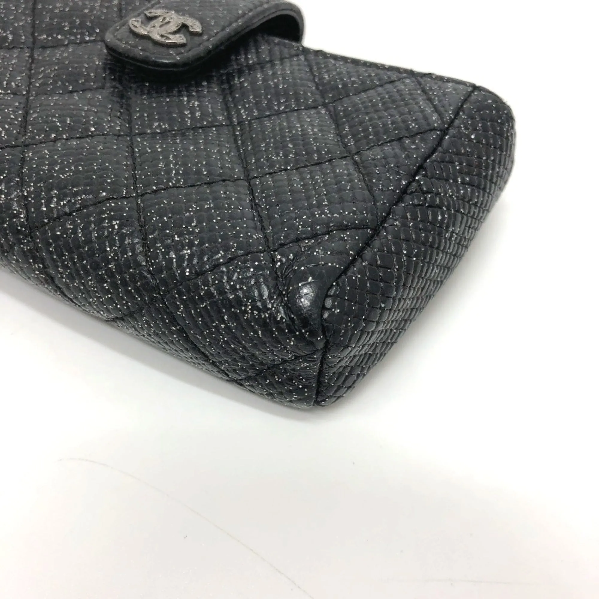 Chanel CC Mark coin purse/Coin Compartment Pouch Black SilverHardware