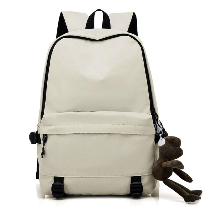 Laptop School Backpack Girls Bookbags Pure Color Schoolbag for Teens