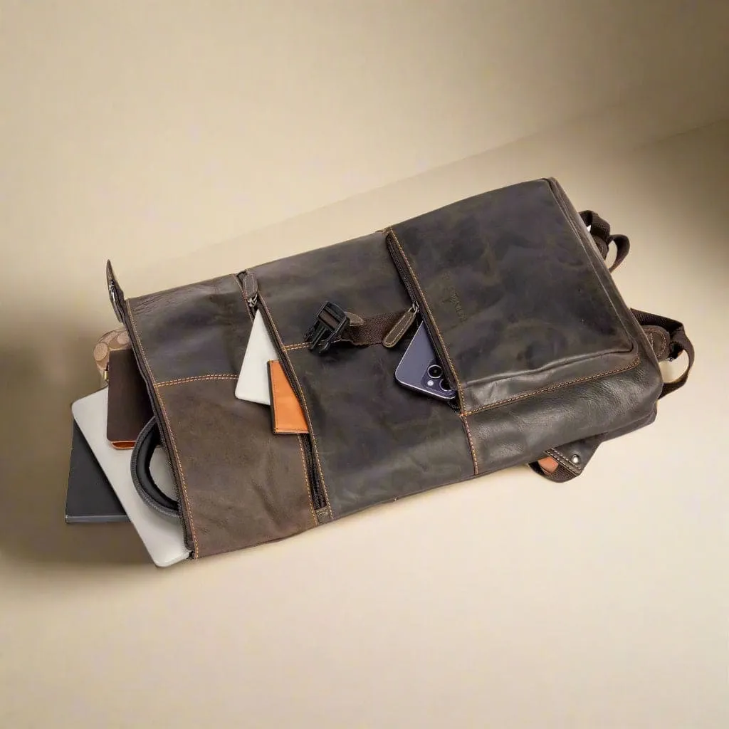 Leather Backpack - Vintage Style, Modern Functionality