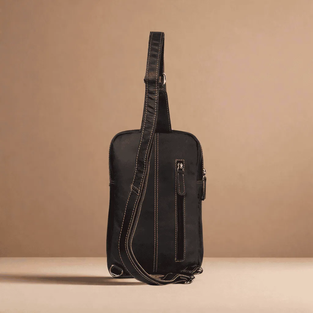 Leather Crossbody Bag-Dark Brown