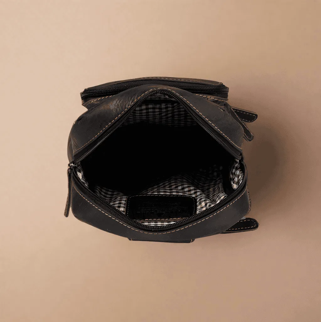Leather Crossbody Bag-Dark Brown