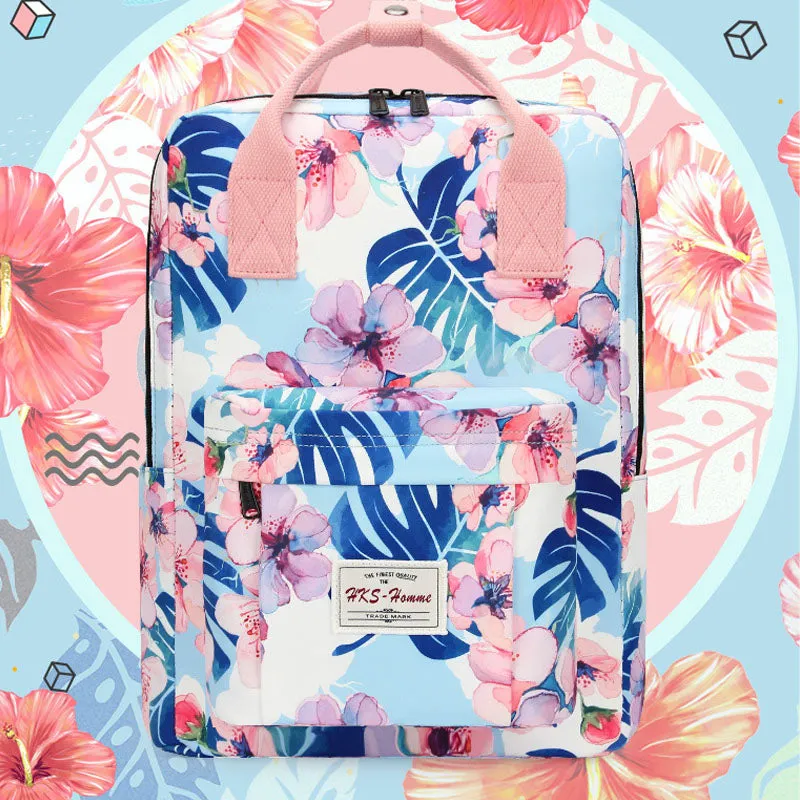 Leaves Floral Laptop Backpack Bookbag for Teens College Daypack Travel Bag