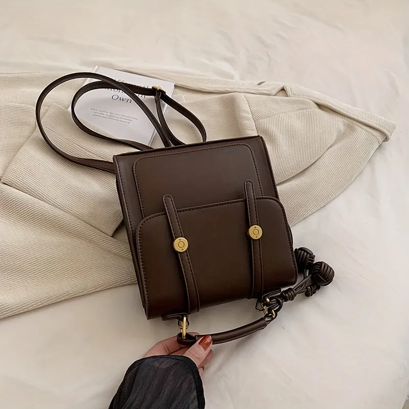 Mini Vintage Backpack Purse, Retro PU Flap Travel Daypack, Women's Fashion Knapsack & Shoulder Bag