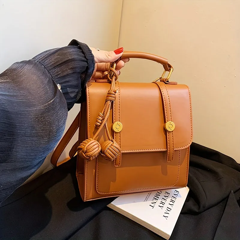 Mini Vintage Backpack Purse, Retro PU Flap Travel Daypack, Women's Fashion Knapsack & Shoulder Bag