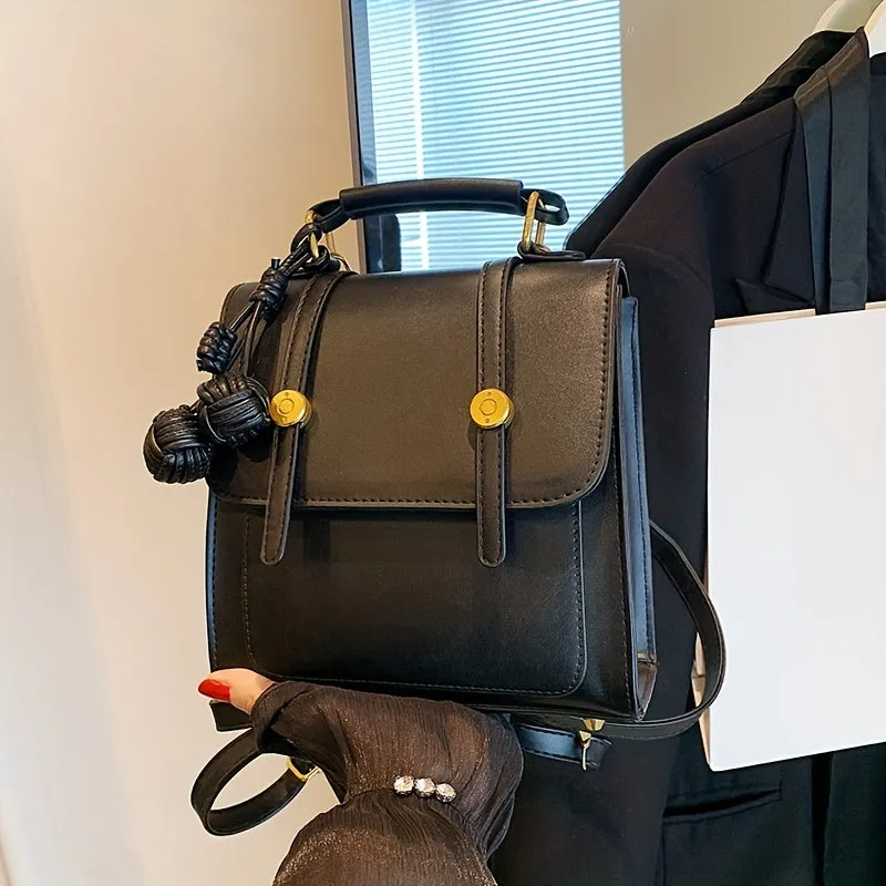 Mini Vintage Backpack Purse, Retro PU Flap Travel Daypack, Women's Fashion Knapsack & Shoulder Bag