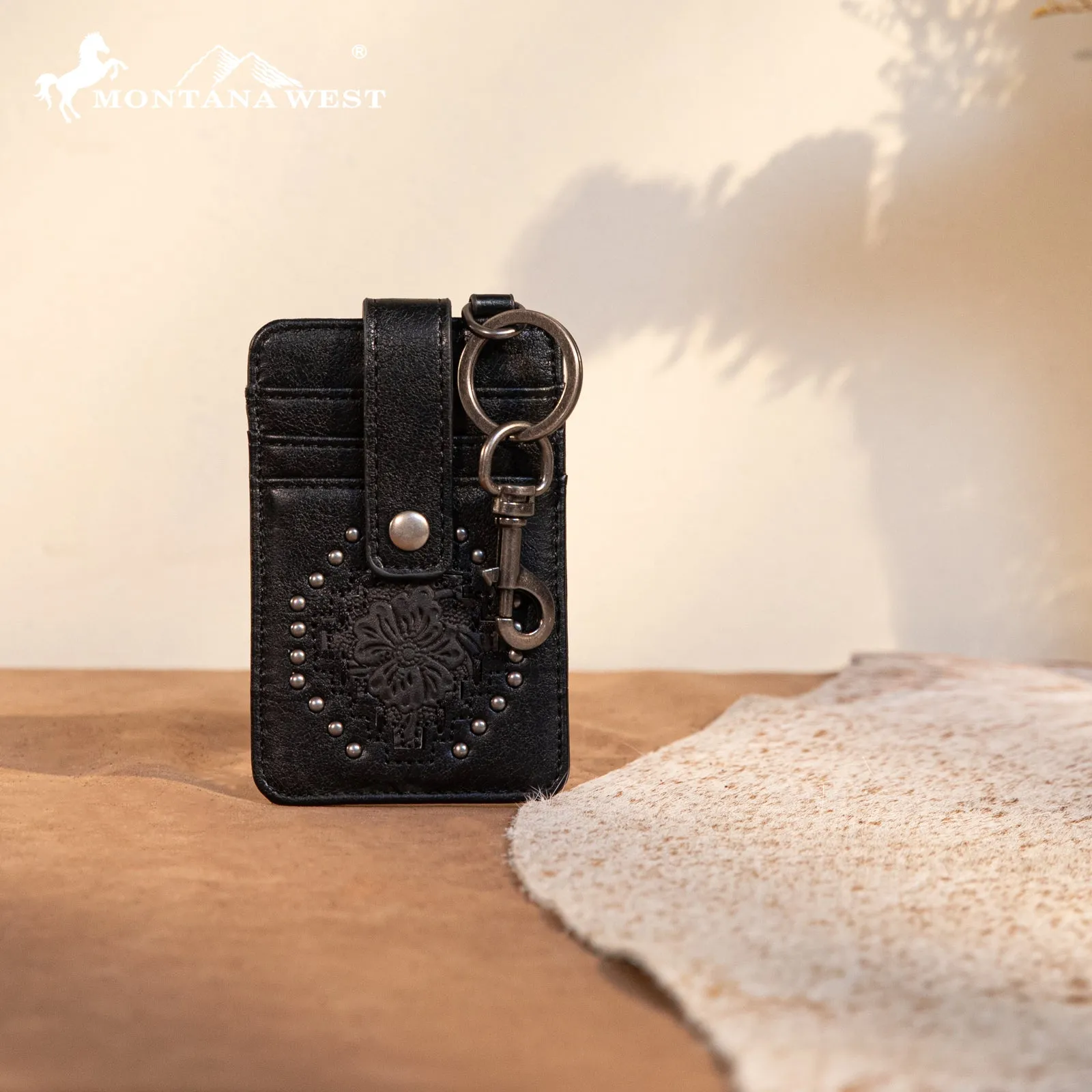 MW1299-W007  Montana West  Tooled Collection Mini Key Ring Card Case