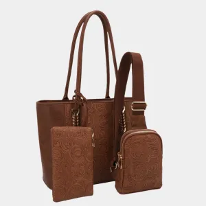 Naomi 3-Piece Vegan Leather Tote Bag Set