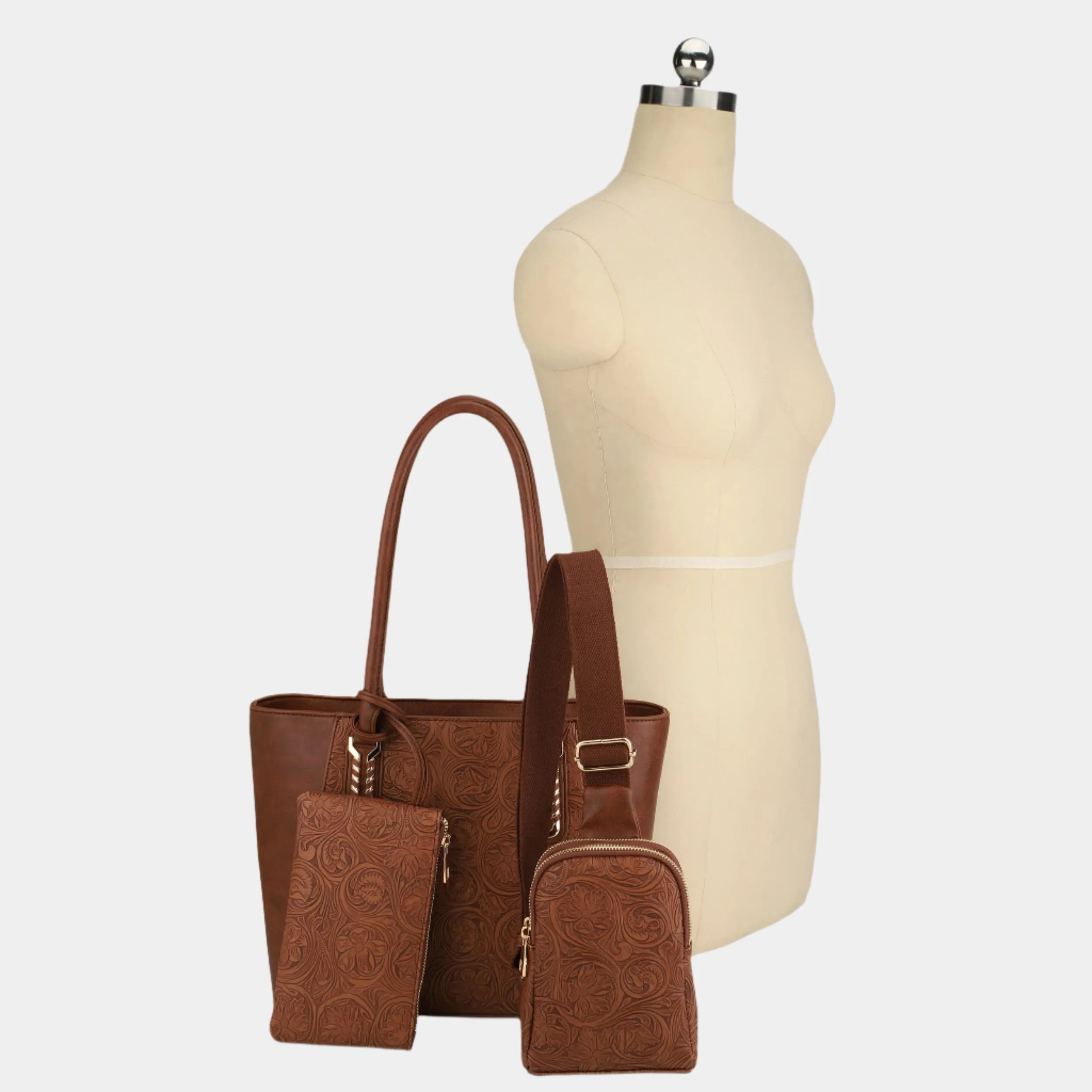 Naomi 3-Piece Vegan Leather Tote Bag Set