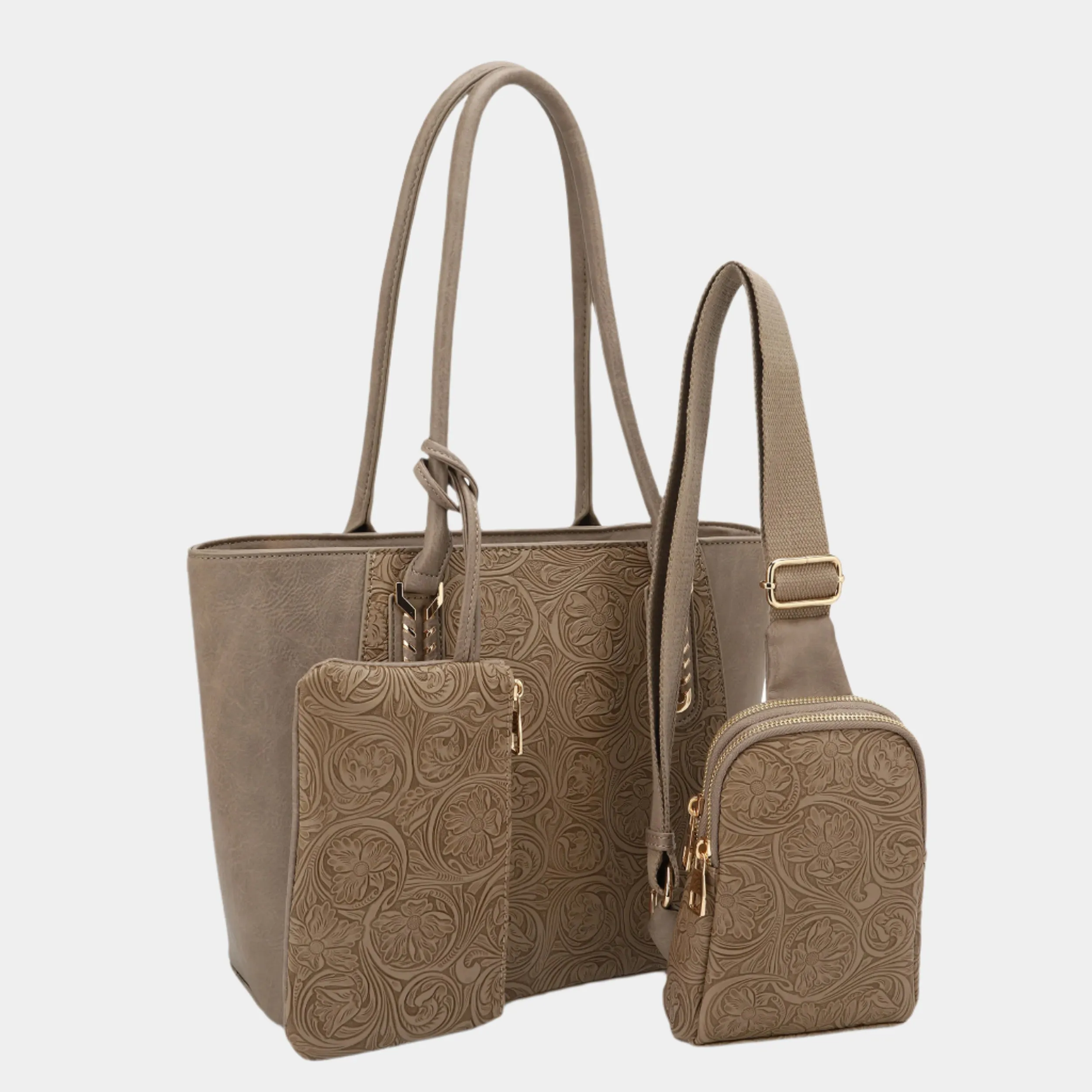 Naomi 3-Piece Vegan Leather Tote Bag Set