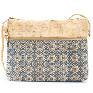Navy Clover Pattern Cork Crossbody Bag