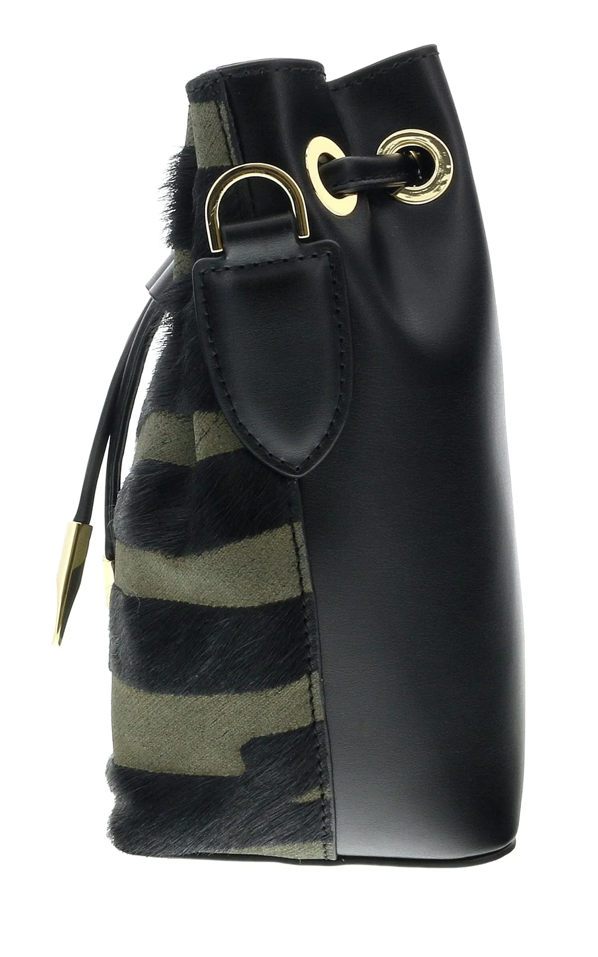 Roberto Cavalli HXLPHI 999 Black/Olive Bucket Bag