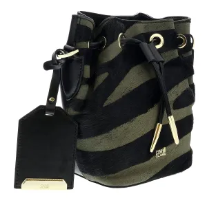 Roberto Cavalli HXLPHI 999 Black/Olive Bucket Bag