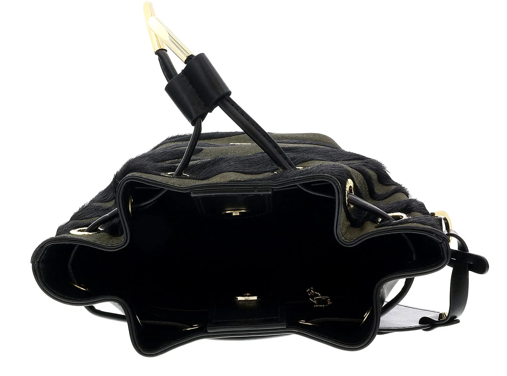Roberto Cavalli HXLPHI 999 Black/Olive Bucket Bag