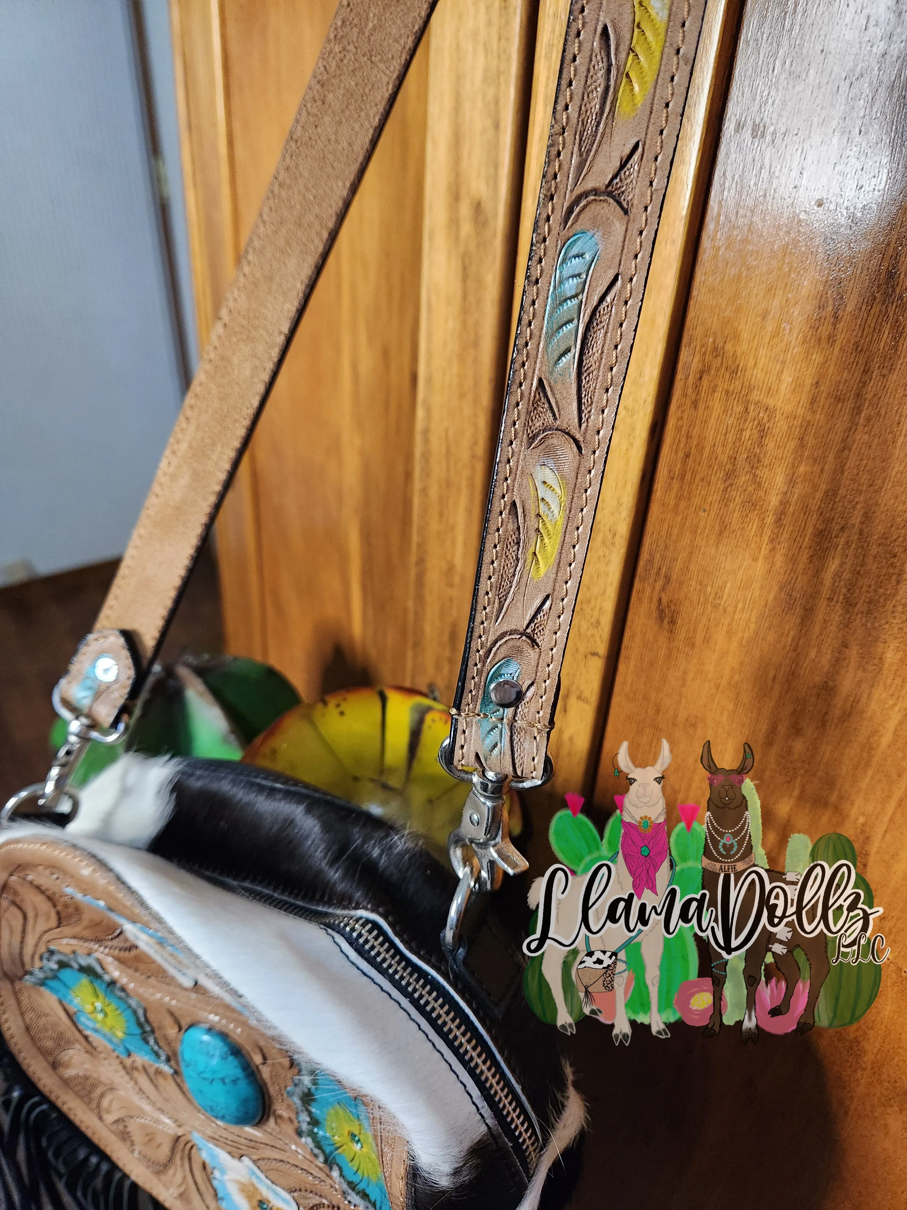 Turquoise Stone Canteen Cowhide Bag