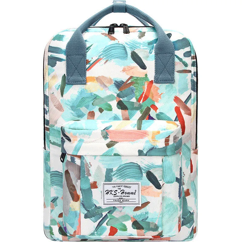 Two-way Zipper Laptop Backpack Student College Daypack School Bag