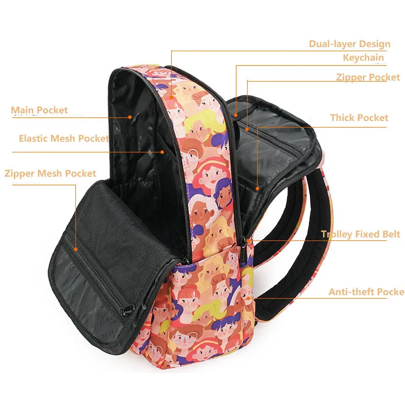 Two-way Zipper Laptop Backpack Student College Daypack School Bag