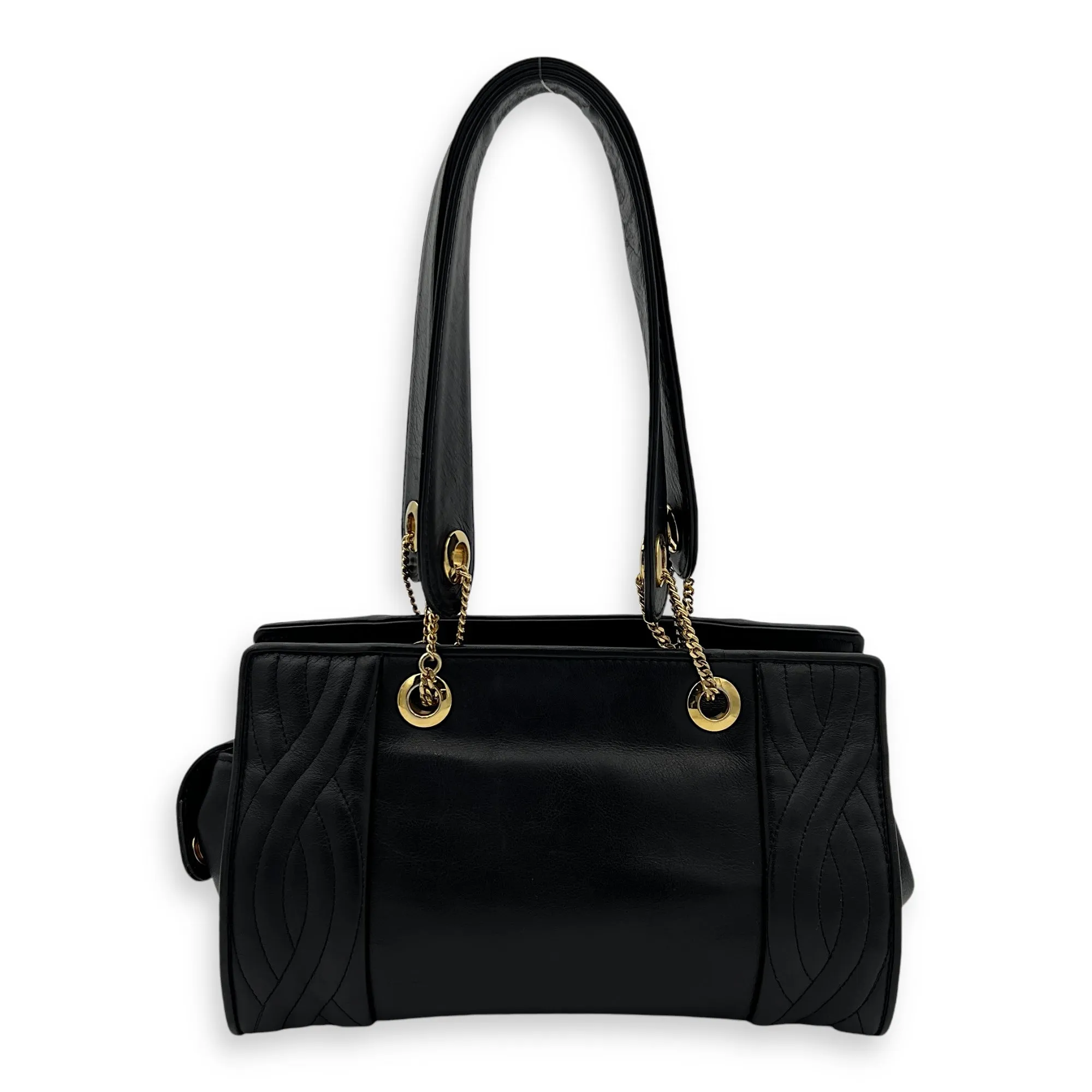 Vintage Top Handle Bag Black in Lambskin, Gold hardware